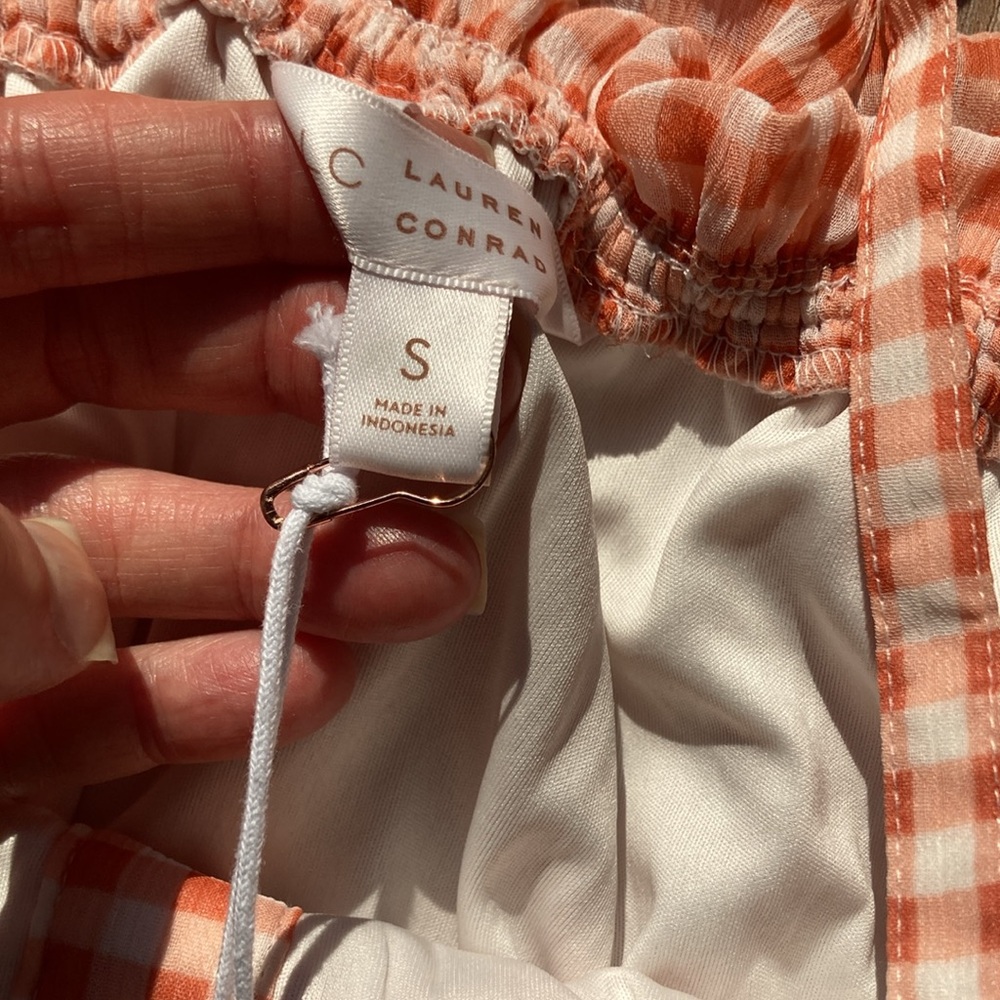 LC Lauren Conrad check print ruffle detail boho top S - Picture 13 of 17